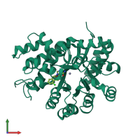 PDB entry 1v79 coloured by chain, front view.