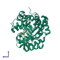 PDB entry 1v7a coloured by chain, side view.