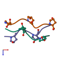 PDB entry 1v7h coloured by chain, top view.