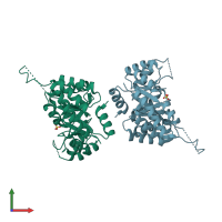 PDB entry 1v7y coloured by chain, front view.