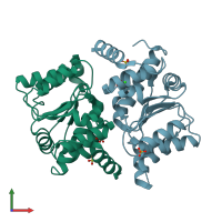 PDB entry 1v9c coloured by chain, front view.