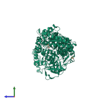 PDB entry 1vbh coloured by chain, side view.