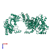 PDB entry 1vbh coloured by chain, top view.