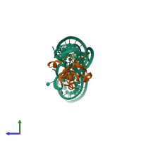PDB entry 1vc0 coloured by chain, side view.