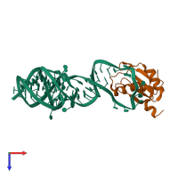 PDB entry 1vc0 coloured by chain, top view.
