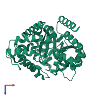 PDB entry 1vfl coloured by chain, top view.