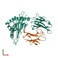 PDB entry 1vgk coloured by chain, front view.