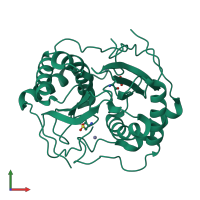 Homo dimeric assembly 1 of PDB entry 1vgx coloured by chemically distinct molecules, front view.