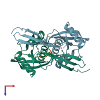 PDB entry 1vhg coloured by chain, top view.