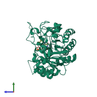 PDB entry 1vji coloured by chain, side view.