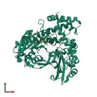 PDB entry 1vjt coloured by chain, front view.