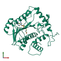 PDB entry 1vp3 coloured by chain, front view.