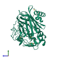 PDB entry 1vpr coloured by chain, side view.