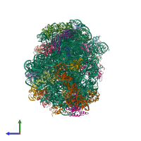 PDB entry 1vq5 coloured by chain, side view.