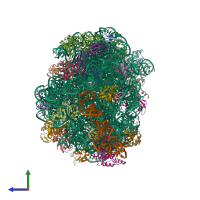 PDB entry 1vqp coloured by chain, side view.