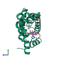 PDB entry 1vxd coloured by chain, side view.