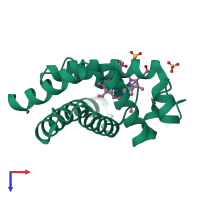 PDB entry 1vxe coloured by chain, top view.