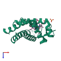 PDB entry 1vxf coloured by chain, top view.