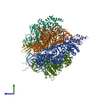 PDB entry 1w0j coloured by chain, side view.