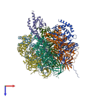 PDB entry 1w0j coloured by chain, top view.