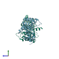 PDB entry 1w17 coloured by chain, side view.