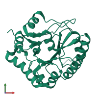 Peptidoglycan-N-acetylmuramic acid deacetylase PdaA in PDB entry 1w17, assembly 1, front view.