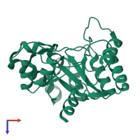 Peptidoglycan-N-acetylmuramic acid deacetylase PdaA in PDB entry 1w17, assembly 1, top view.