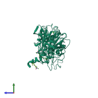 PDB entry 1w52 coloured by chain, side view.