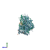 PDB entry 1w9v coloured by chain, side view.