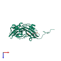 PDB entry 1wa0 coloured by chain, top view.