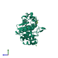 PDB entry 1wax coloured by chain, side view.