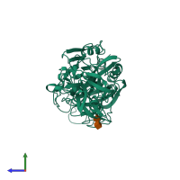 Monomeric assembly 1 of PDB entry 1wd3 coloured by chemically distinct molecules, side view.