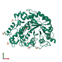 PDB entry 1wdp coloured by chain, front view.