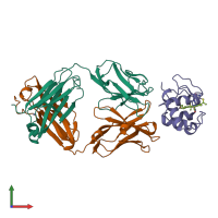 PDB entry 1wej coloured by chain, front view.