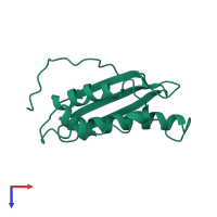 Monomeric assembly 1 of PDB entry 1wfz coloured by chemically distinct molecules, top view.