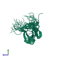 PDB entry 1wgd coloured by chain, ensemble of 20 models, side view.