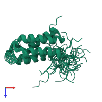 PDB entry 1wgw coloured by chain, ensemble of 20 models, top view.