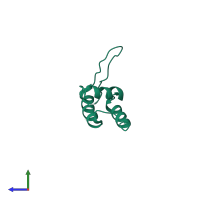 Monomeric assembly 1 of PDB entry 1wh7 coloured by chemically distinct molecules, side view.