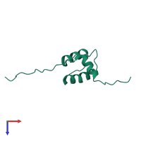 Monomeric assembly 1 of PDB entry 1wh7 coloured by chemically distinct molecules, top view.