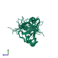 PDB entry 1wha coloured by chain, ensemble of 20 models, side view.
