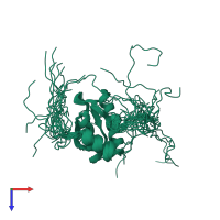 PDB entry 1whr coloured by chain, ensemble of 20 models, top view.