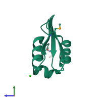 PDB entry 1whz coloured by chain, side view.