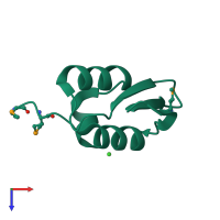 PDB entry 1whz coloured by chain, top view.