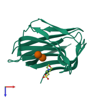 PDB entry 1wld coloured by chain, top view.