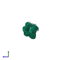 PDB entry 1wlx coloured by chain, ensemble of 20 models, side view.