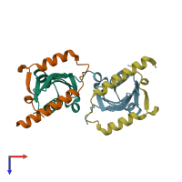PDB entry 1wmi coloured by chain, top view.