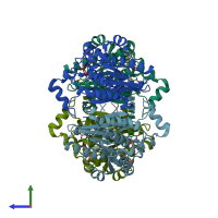 PDB entry 1wnt coloured by chain, side view.