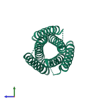 Fusion glycoprotein F1 in PDB entry 1wp8, assembly 1, side view.