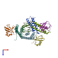 PDB entry 1wr6 coloured by chain, top view.