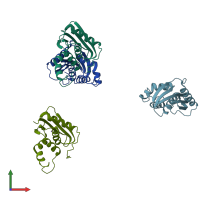 PDB entry 1wsf coloured by chain, front view.